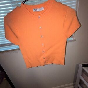 Zara Vibrant Orange Ribbed Top